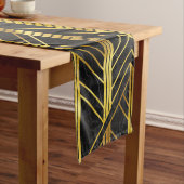 Golden Geometric Dimoned Art Deco over zwarte marm Medium Tafelloper (Voorbeeld)