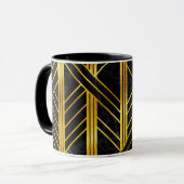 Golden Geometric Dimoned Art Deco over zwarte marm Mok (Voorkant links)
