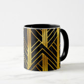 Golden Geometric Dimoned Art Deco over zwarte marm Mok (Voorkant rechts)