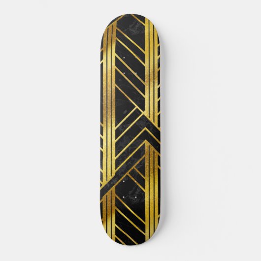 Golden Geometric Dimoned Art Deco over zwarte marm Persoonlijk Skateboard (Voorkant)