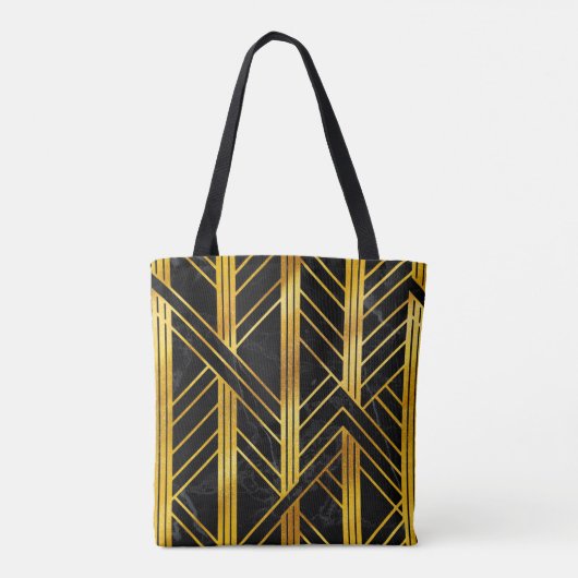 Golden Geometric Dimoned Art Deco over zwarte marm Tote Bag (Achterkant)