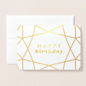 Golden Geometric Gem - Happy Birthday Folie Kaarten (Voorkant met envelop)