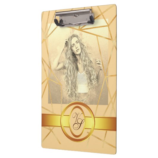 Golden Geometric Girl Mode Modern Elegant #7 Klembord (Links)