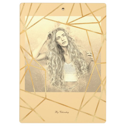 Golden Geometric Girl Mode Modern Elegant #7 Klembord (Achterkant)