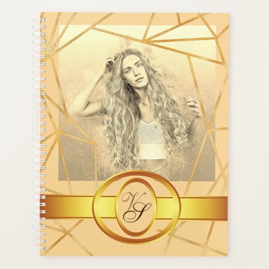 Golden Geometric Girl Mode Modern Elegant #7 Planner (Voorkant)