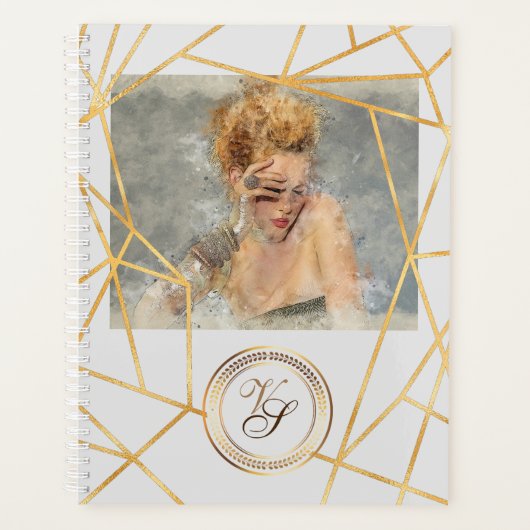 Golden Geometric Girl Mode Modern legant #2 Planner (Voorkant)