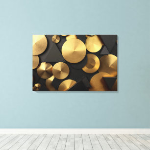 Golden Geometric Luxury Abstract Canvas Afdruk