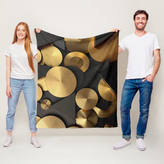 Golden Geometric Luxury Abstract Fleece Deken (In situ)