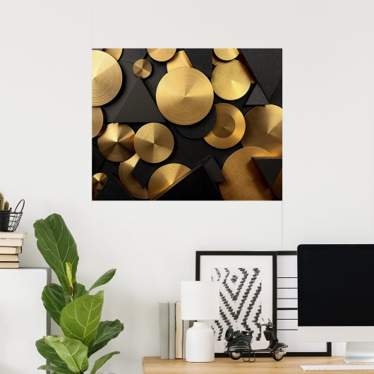 Golden Geometric Luxury Abstract Poster (Thuiskantoor)