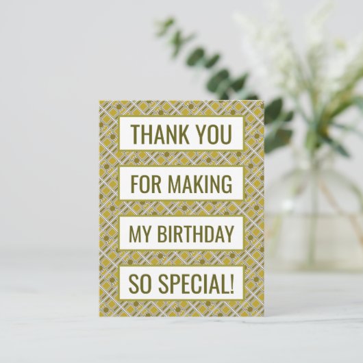 Golden Geometric Pattern, Birthday Dank je Briefkaart (Staand voorkant)