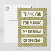 Golden Geometric Pattern, Birthday Dank je Briefkaart (Voorkant / Achterkant)