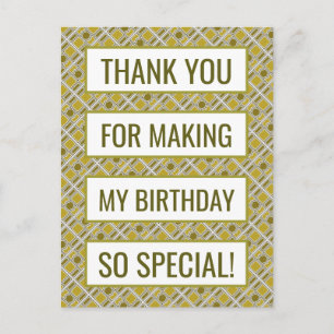 Golden Geometric Pattern, Birthday Dank je Briefkaart
