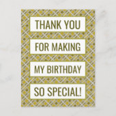 Golden Geometric Pattern, Birthday Dank je Briefkaart (Voorkant)