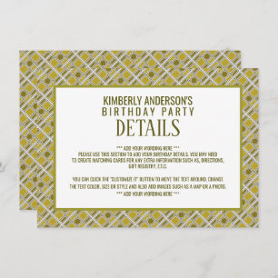 Golden Geometric Pattern, Modern Birthday Detail Kaart