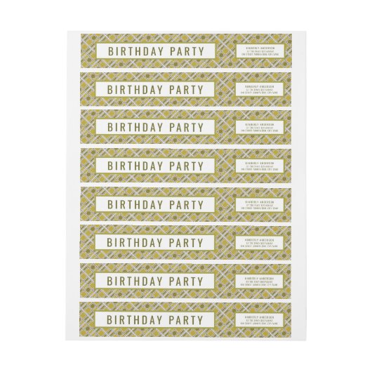 Golden Geometric Pattern, Modern Birthday Party (Vel)