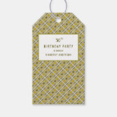 Golden Geometric Pattern, Modern Birthday Party Cadeaulabel (Voorkant)