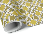 Golden Geometric Pattern, Modern Birthday Party Cadeaupapier (Rol Hoek)