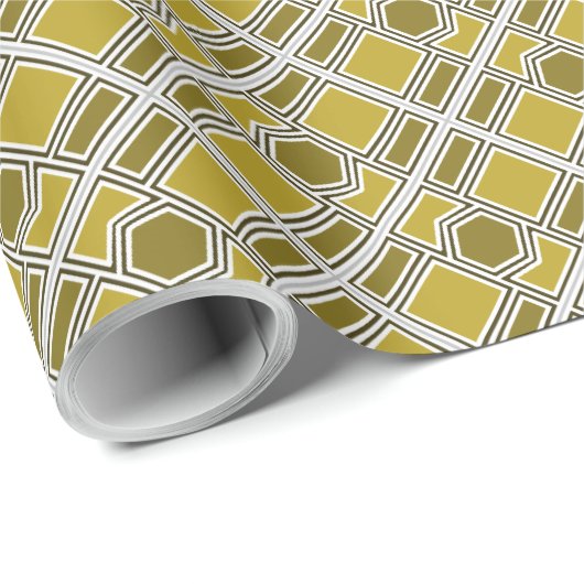 Golden Geometric Pattern, Modern Birthday Party Cadeaupapier (Rol Hoek)