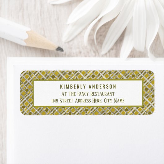 Golden Geometric Pattern, Modern Birthday Party Etiket (Insitu)