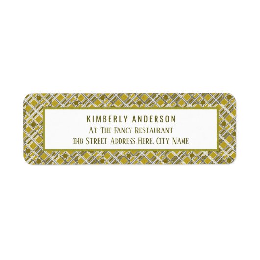 Golden Geometric Pattern, Modern Birthday Party Etiket (Voorkant)