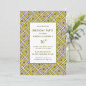 Golden Geometric Pattern, Modern Birthday Party Kaart (Staand voorkant)