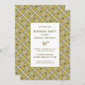 Golden Geometric Pattern, Modern Birthday Party Kaart (Voorkant / Achterkant)