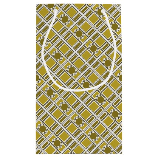 Golden Geometric Pattern, Modern Birthday Party Klein Cadeauzakje (Achterkant)