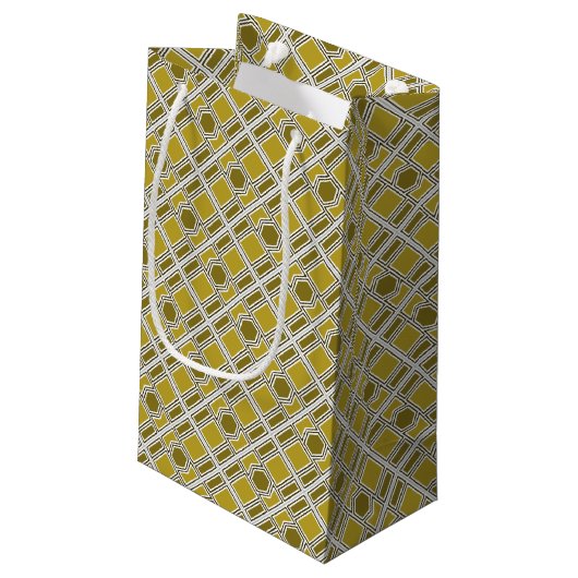Golden Geometric Pattern, Modern Birthday Party Klein Cadeauzakje (Achterkant Gekanteld)
