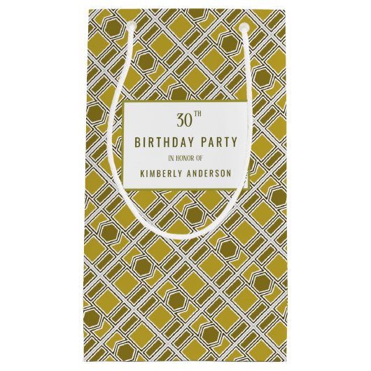 Golden Geometric Pattern, Modern Birthday Party Klein Cadeauzakje (Voorkant)
