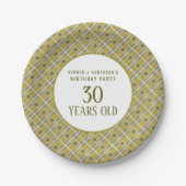 Golden Geometric Pattern, Modern Birthday Party Papieren Bordje (Voorkant)