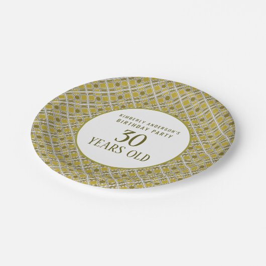 Golden Geometric Pattern, Modern Birthday Party Papieren Bordje (Gekanteld)