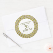 Golden Geometric Pattern, Modern Birthday Party Ronde Sticker (Envelop)