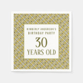 Golden Geometric Pattern, Modern Birthday Party Servet (Voorkant)