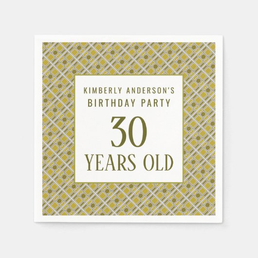 Golden Geometric Pattern, Modern Birthday Party Servet (Voorkant)
