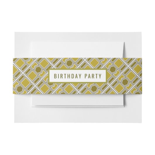 Golden Geometric Pattern, Modern Birthday Party Uitnodigingen Wikkel (Voorkant Voorbeeld)