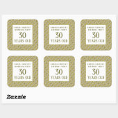 Golden Geometric Pattern, Modern Birthday Party Vierkante Sticker (Vel)