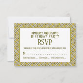 Golden Geometric Pattern, Modern Birthday RSVP Kaart (Voorkant)