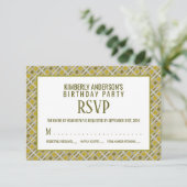Golden Geometric Pattern, Modern Birthday RSVP Kaart (Staand voorkant)