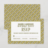 Golden Geometric Pattern, Modern Birthday RSVP Kaart (Voorkant / Achterkant)