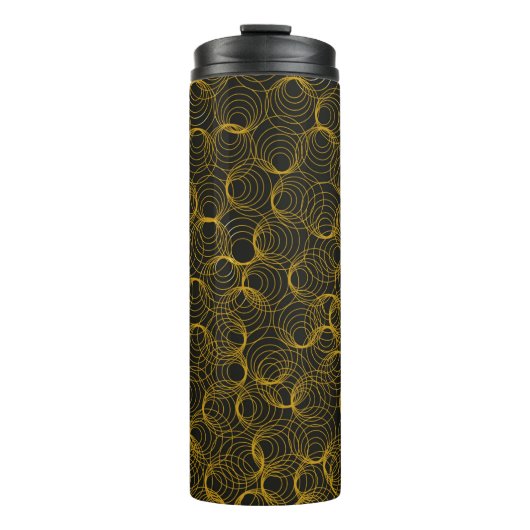 golden geometric pattern on a black background. Vi Thermosbeker (Voorkant)