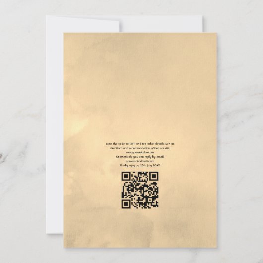 Golden Geometric Sunflower QR Code RSVP Weddenscha Kaart (Achterkant)