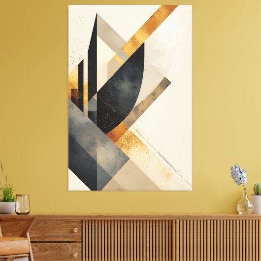 Golden Geometric Symphony Canvas Afdruk (Insitu (Woonkamer))