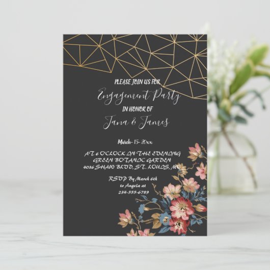 Golden Geometric Verloving Kaart (Staand voorkant)