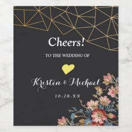 Golden Geometric Wijn Etiket