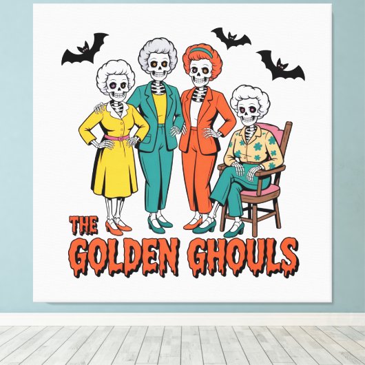 Golden Ghouls Meisjes Halloween Canvas Afdruk (Insitu (Houten vloer))