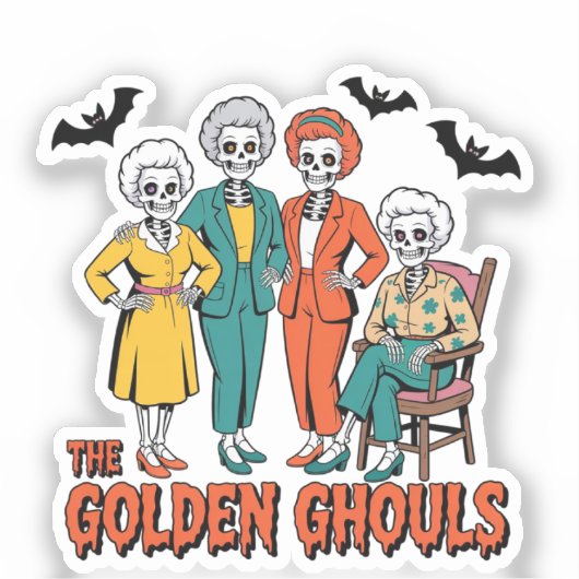 Golden Ghouls Meisjes Halloween Sticker (Voorkant)