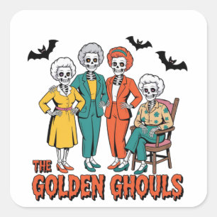 Golden Ghouls Meisjes Halloween Vierkante Sticker