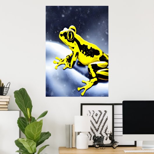 Golden gif in de sneeuw | AI Art Poster (Thuiskantoor)