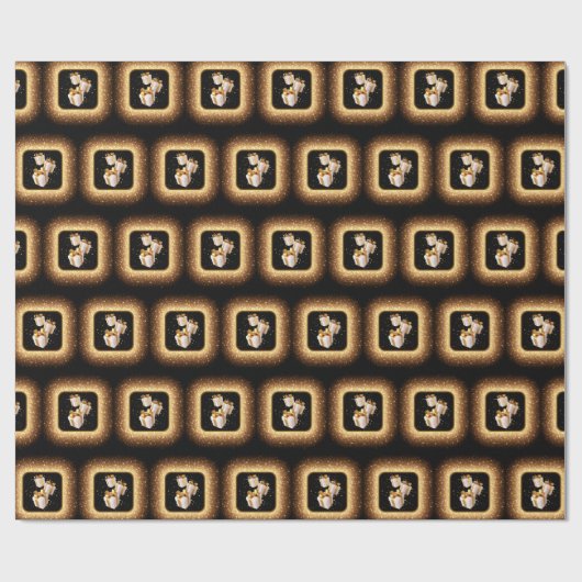 "Golden Gift" Kerstthema Cadeaupapier (Vlak)
