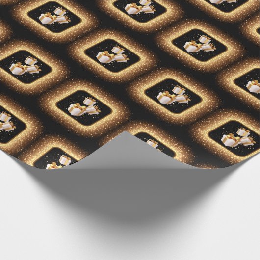 "Golden Gift" Kerstthema Cadeaupapier (Hoek)